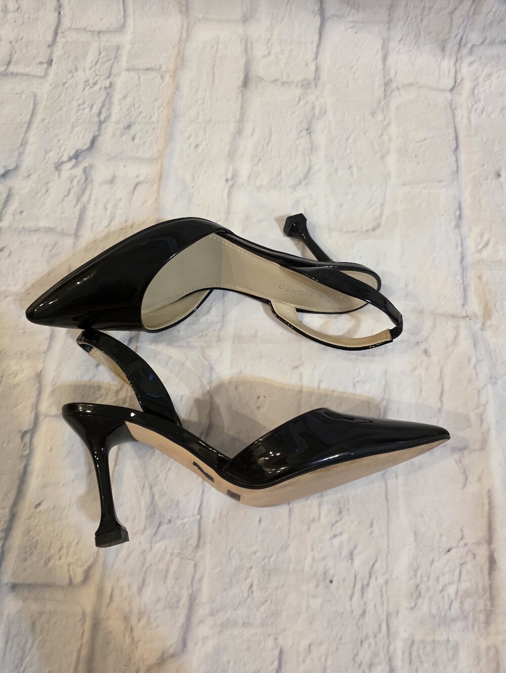 Marc Fisher Black Patent Slingback Pointy Heels - Picture 4 of 11